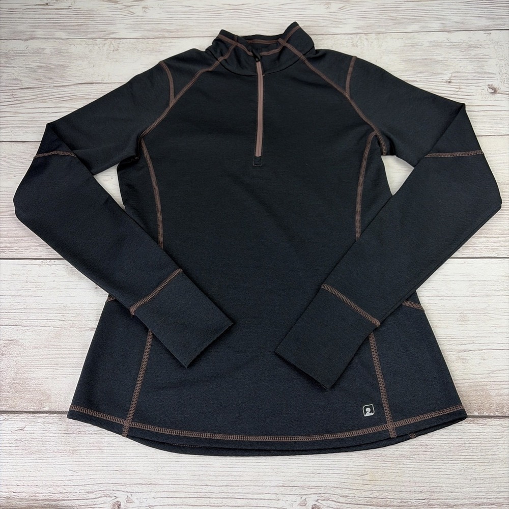 Eastern Mountain Sports Women's S Black 1/4 Zip Tech Wick Performance LS Shirt
